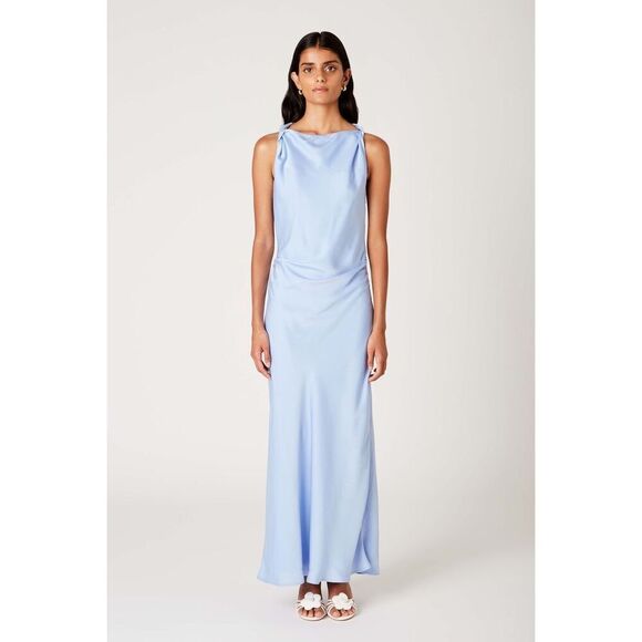 NIA Meyer Dress Maxi Satin Dress Blue Cocktail Summer Vacation Dress size S NWT - Picture 3 of 7